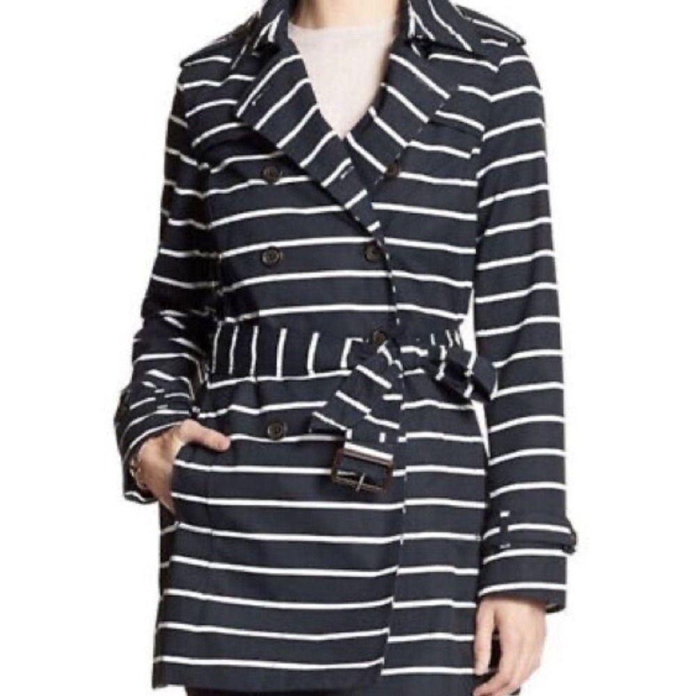 Banana Republic Nautical Coastal Cotton Jacket Double Breasted Twee Stripes XS